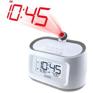 SHARP White Projection Dual Alarm Clock with Sleep Sounds & Display.
